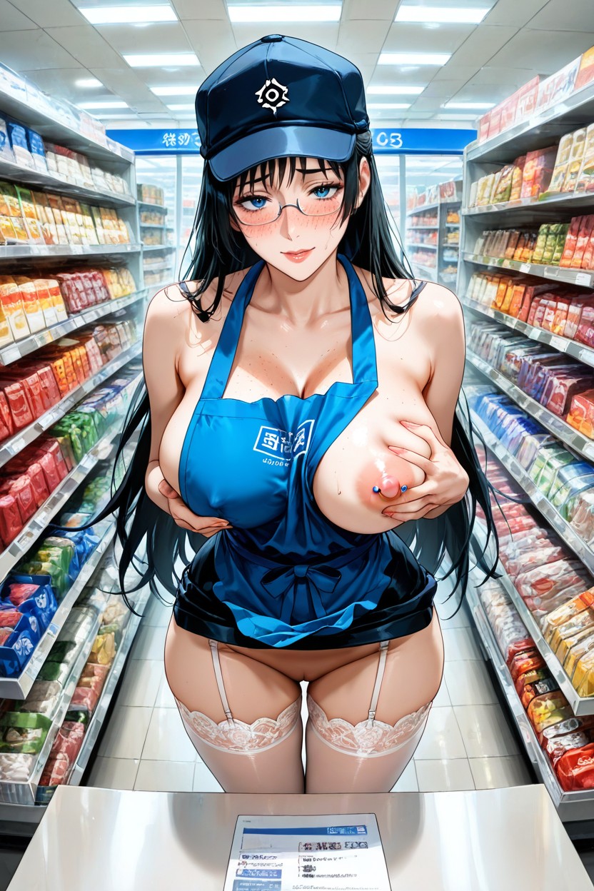 Freckles, Perfect Face, Grabbing Own Breast Hentai AI Porn