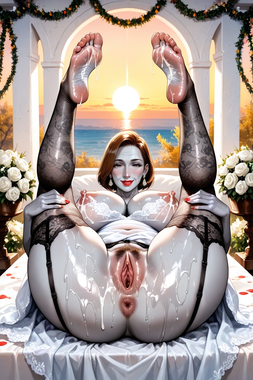 Red Toenails, Bobcut Hair, Milf Hentai AI Porn