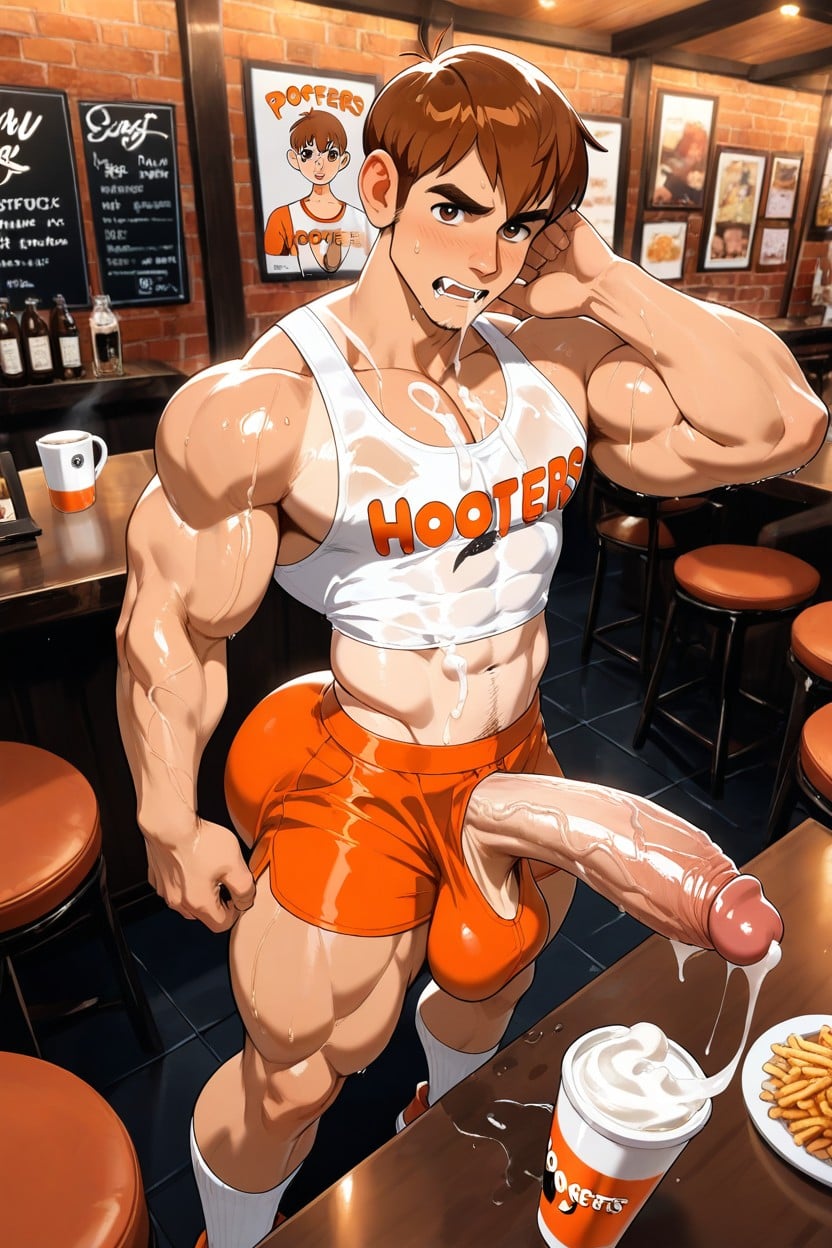 Masculine, Crop Top, Customer Service Porno IA Gay