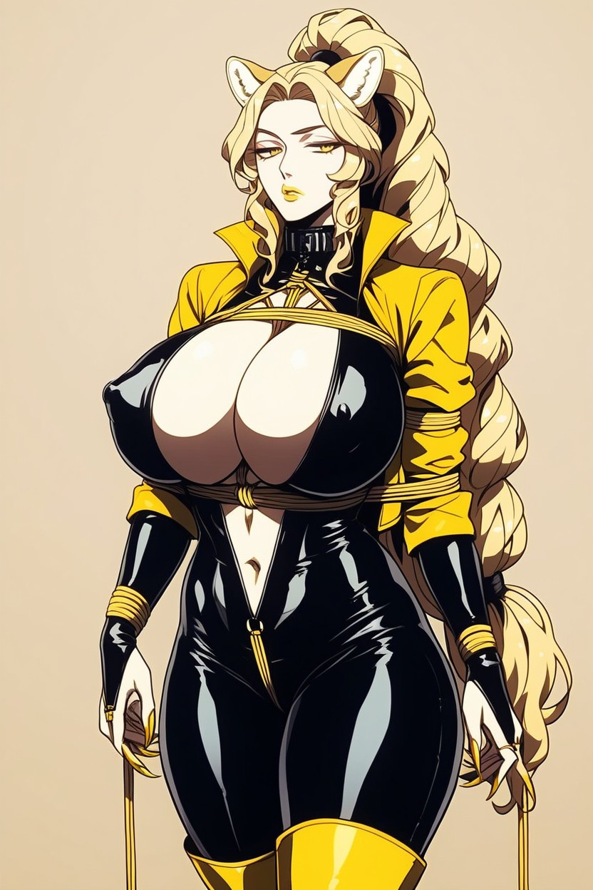 Latex Bodysuit, Curvy Body, Rope Bondage Hentai AI Porn