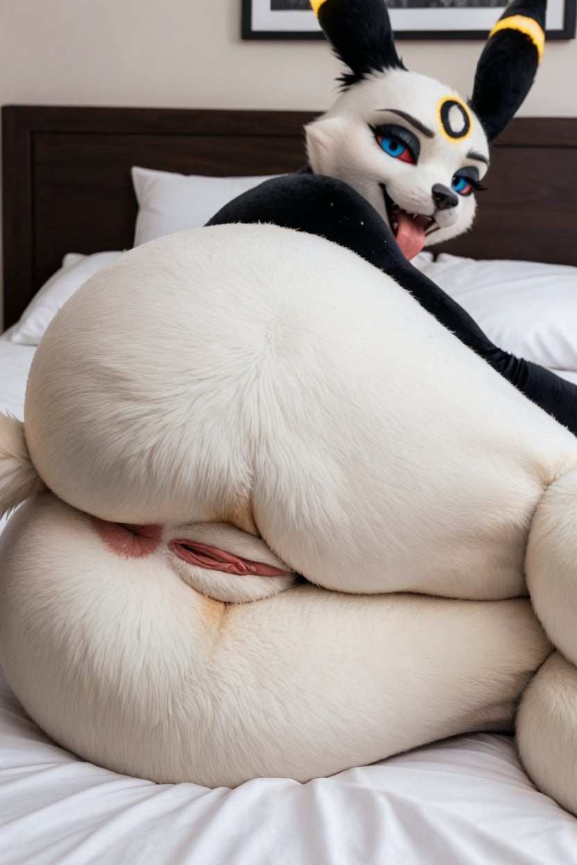 Detailed Furry Face, Presenting Pussy, Blue Eyes AI Porn