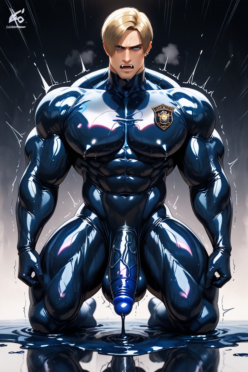 Vibrating Core, Mouth Is Half Open And Fangs Can Be Seen, Police Badge Porno IA Gay