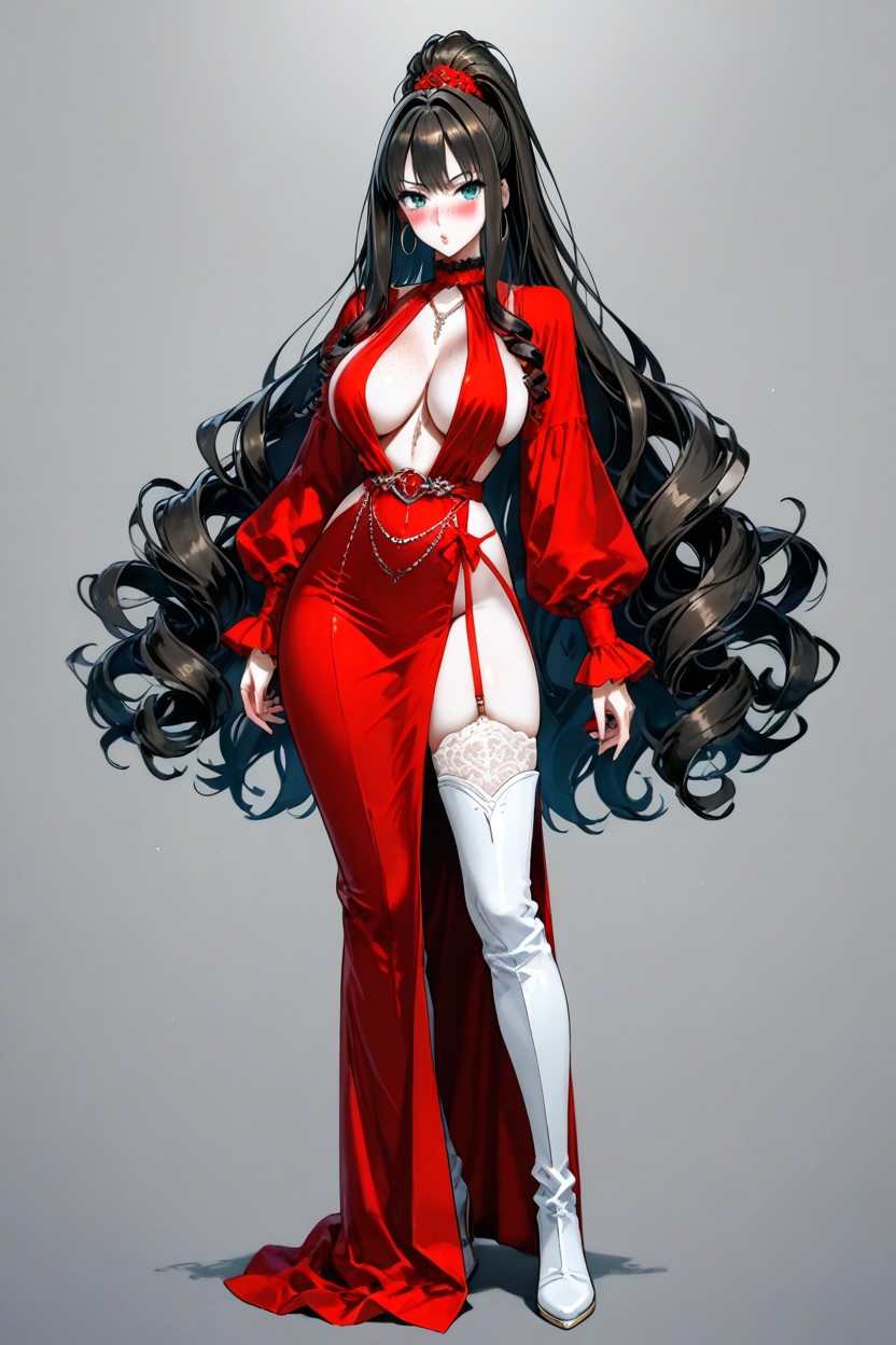 Black Hair, Full Body, Extremely Pale Skin AI Porn