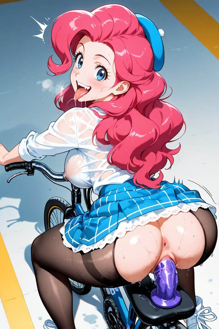 Waist Hourglass, Solo Masturbation, Sitting On Bicycle Hentai AI Porn