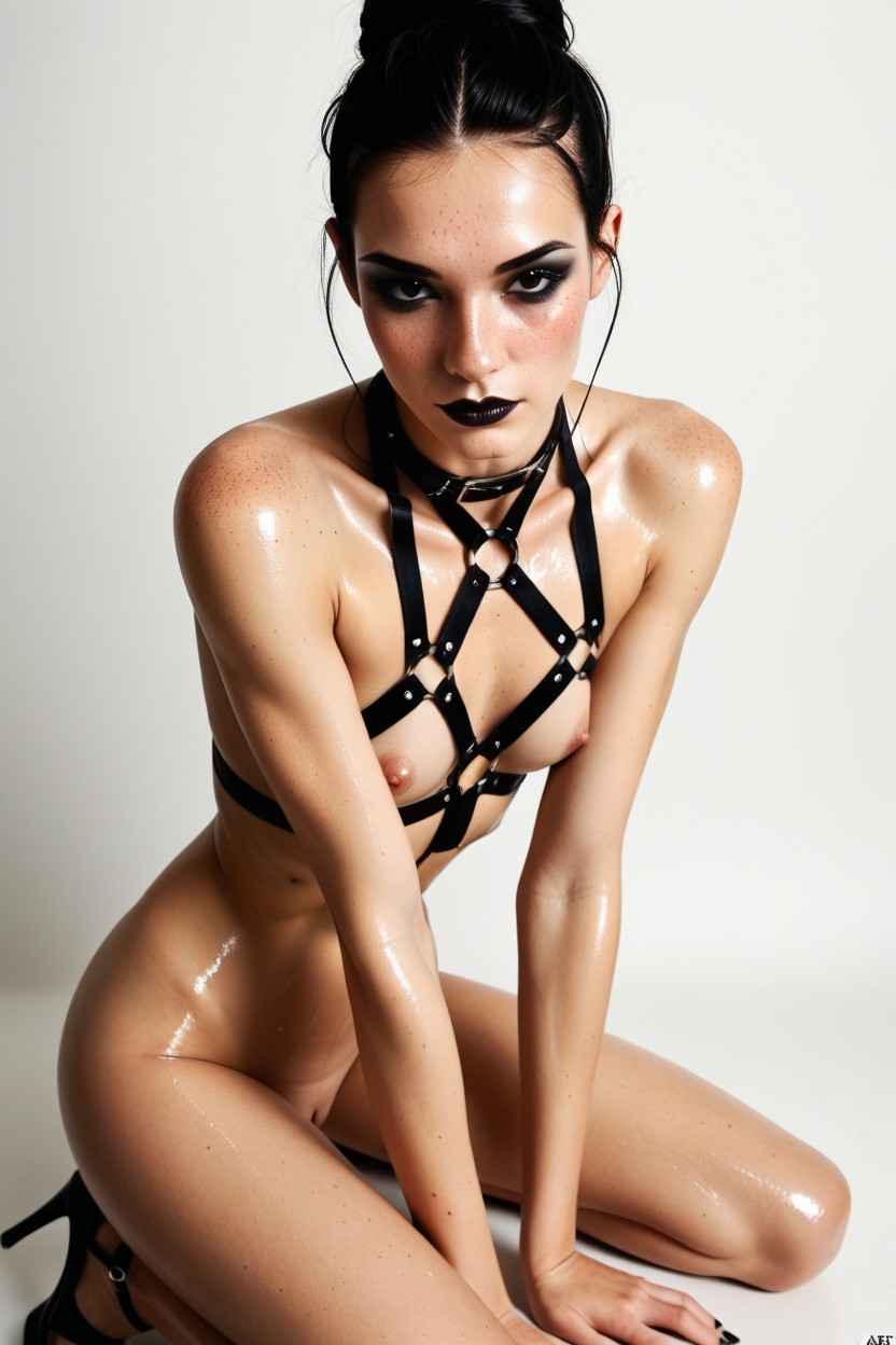 Slicked Hair, Black Body Harness, Perfect Face AI Porn