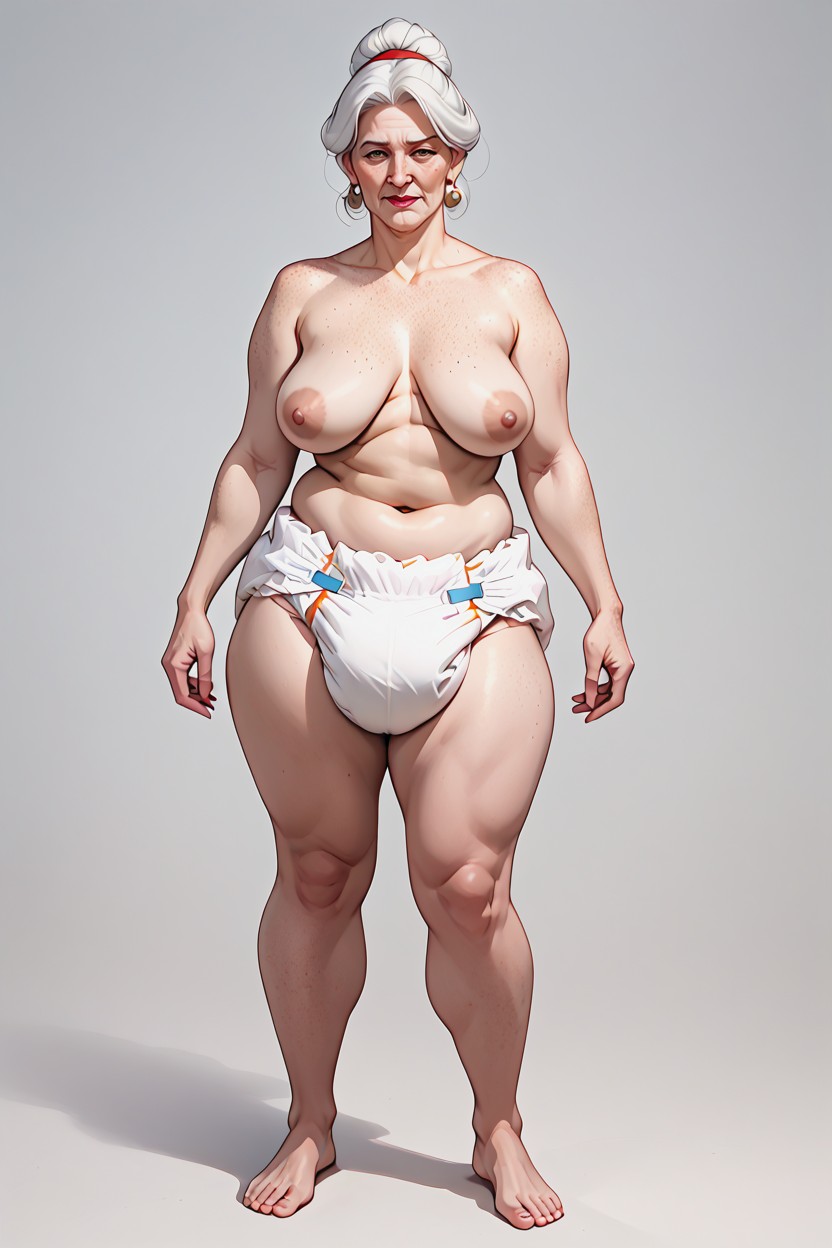 Thigh Gap, Extra Detail, Saggy Breasts BBW AI Porn