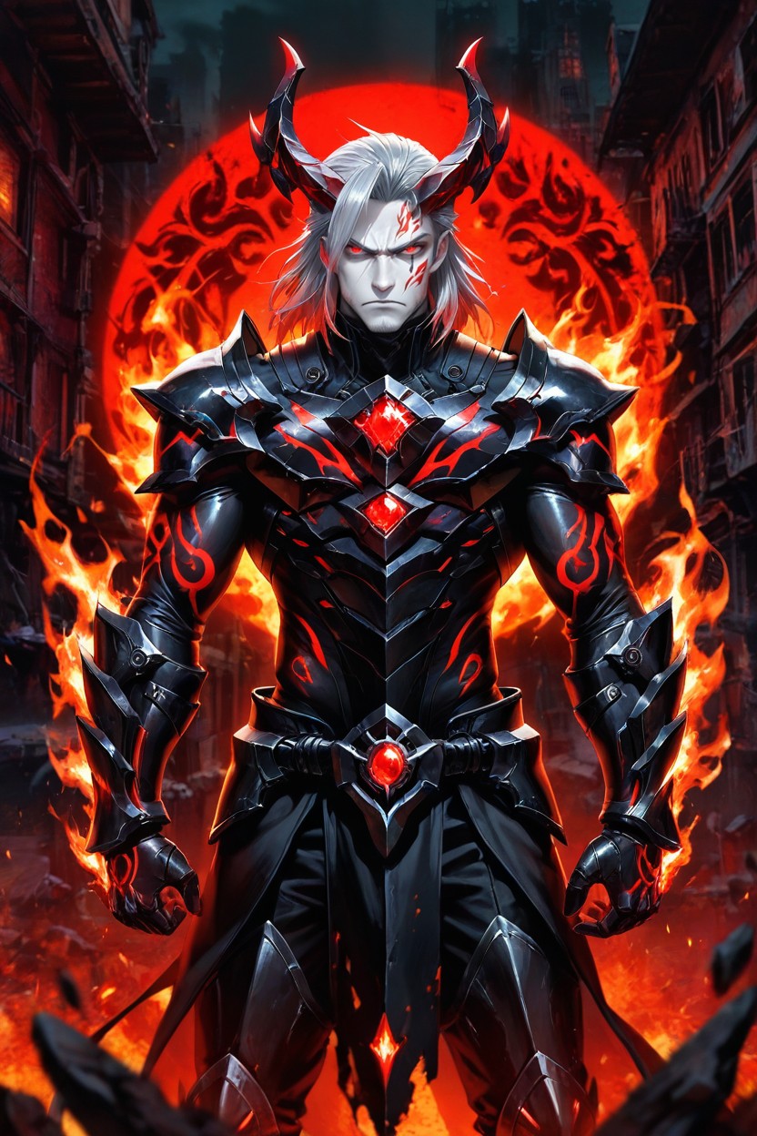 Dynamic Pose, Silver Hair, Intricate Horns Porno IA Gay