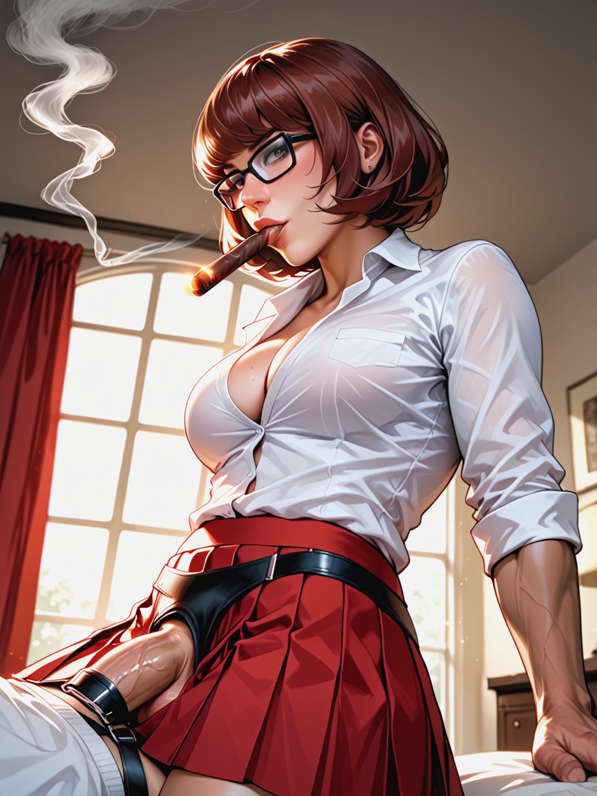 Futa Receiving A Blowjob, Cleavage, Total Domination AI Porn
