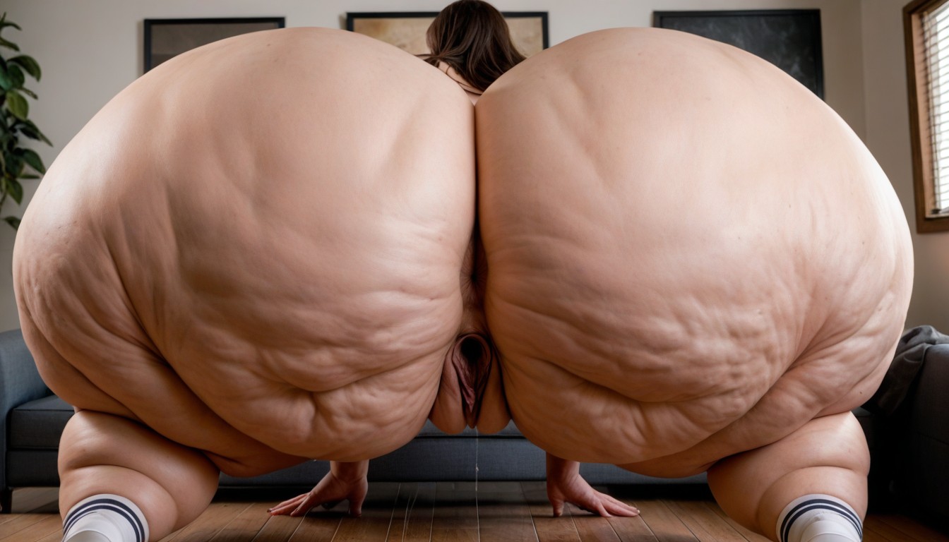 Full View Of Vagina, Extreme Wide Set Hips, Pear Shaped Body AI Porn
