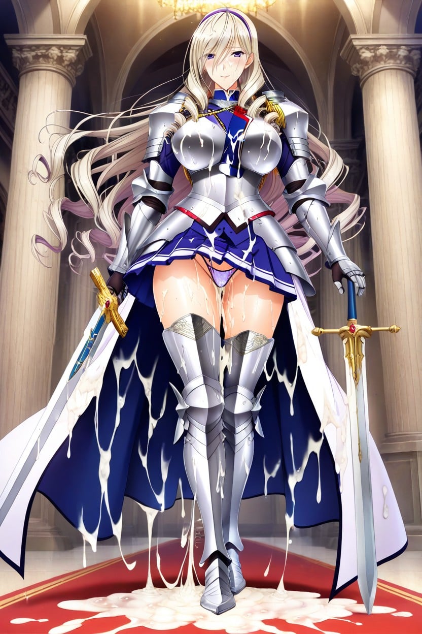 Armor, Excessive Cum On Hair, Excessive Cum Everywhere Hentai AI Porn