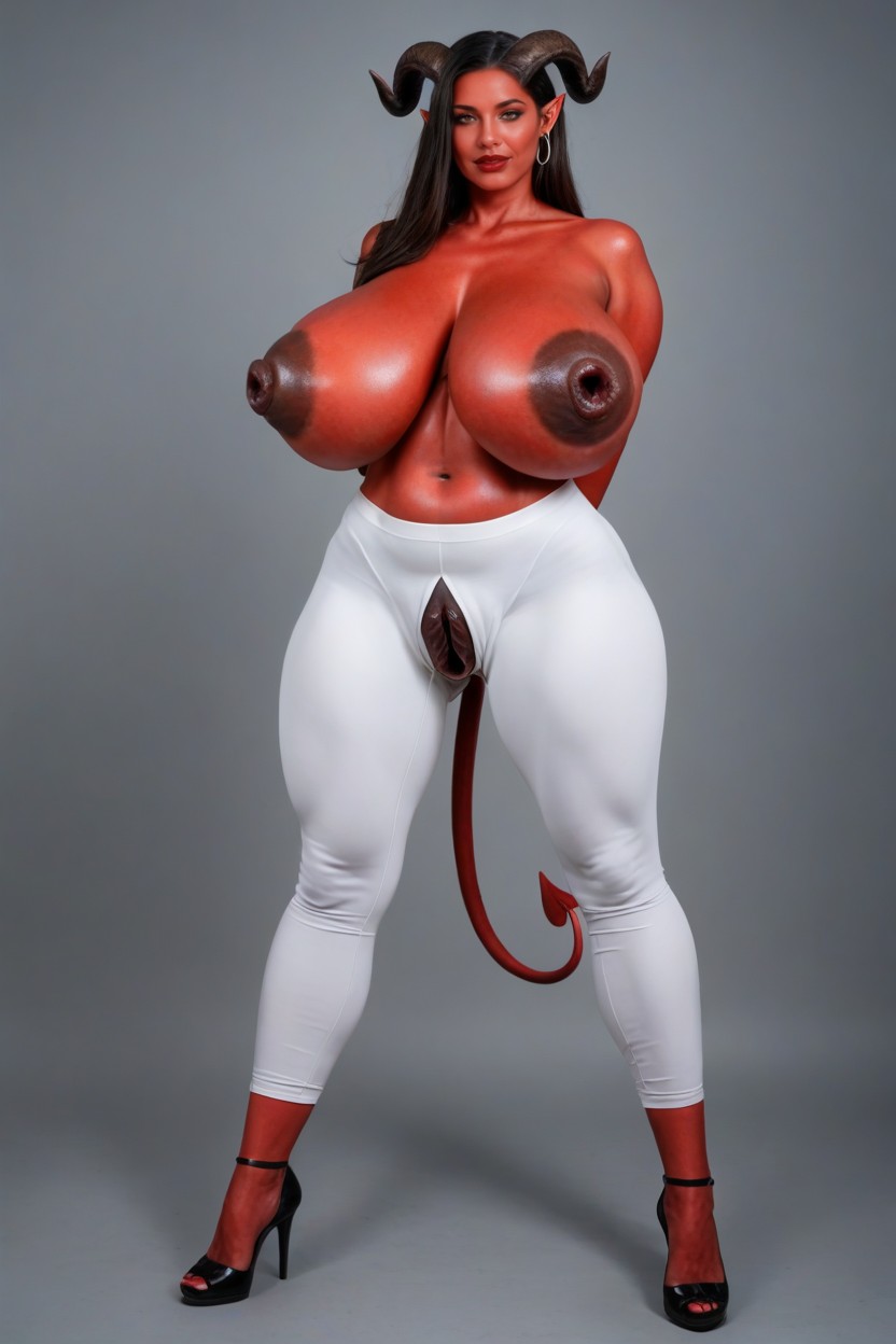 Extra Long Thick Nipples, Full Body, Black Hair AI Porn