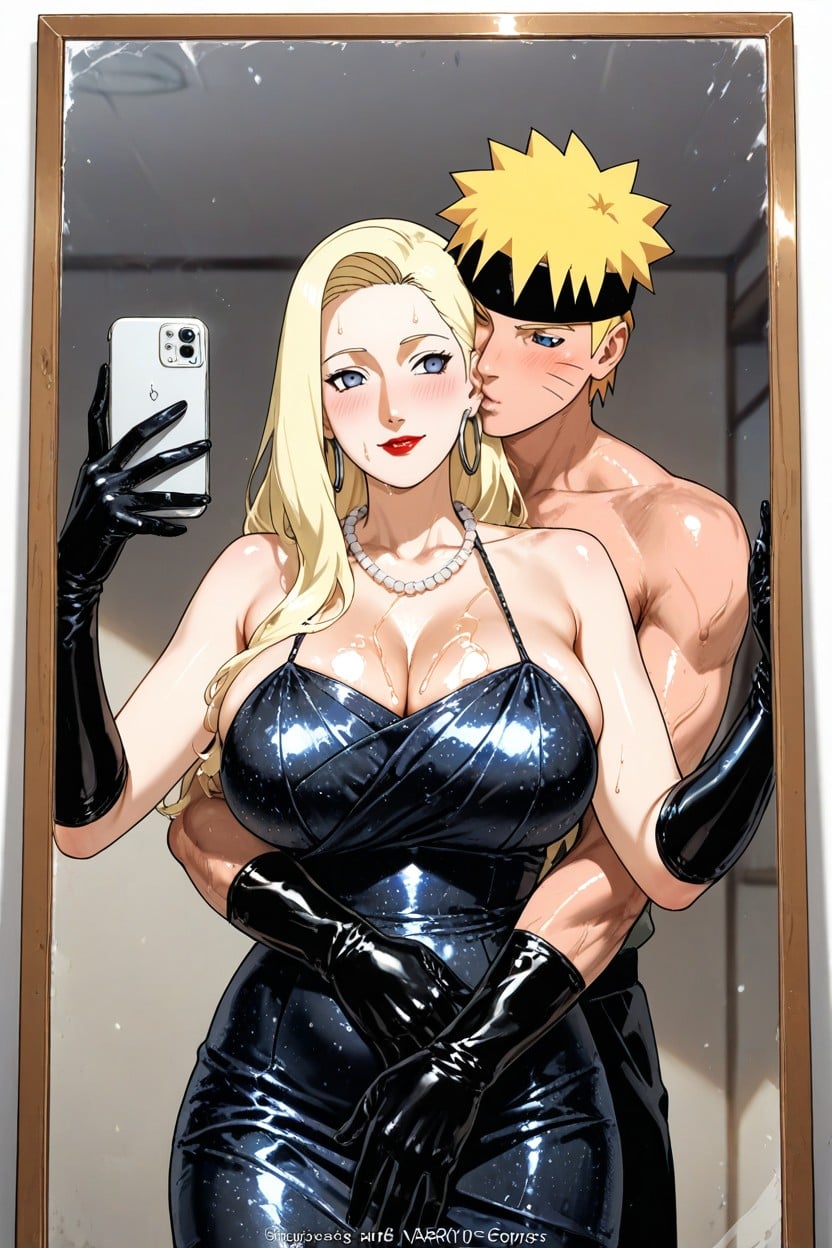 Waist, Mirror, Pearl Necklace Hentai AI Porn
