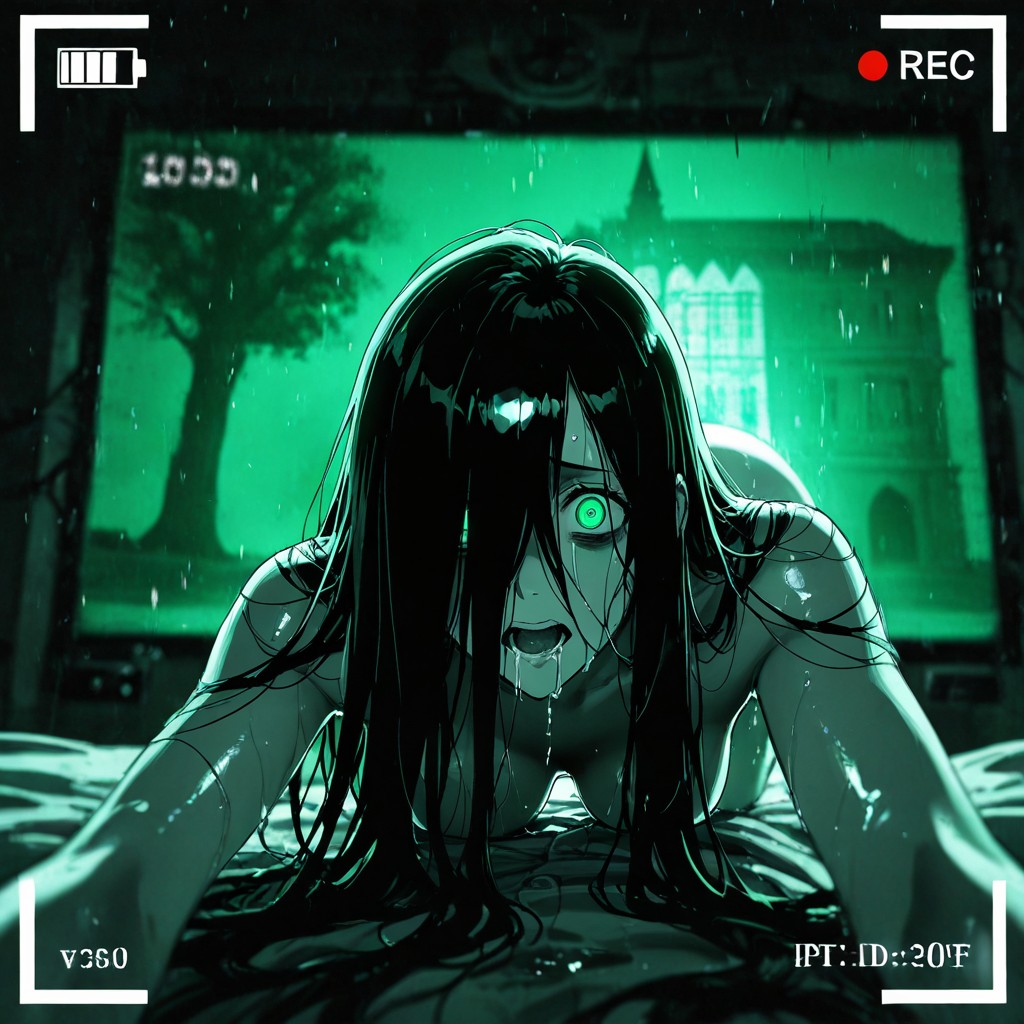 Green Monochrome, Reaching For Viewer, Camera Flash Hentai AI Porn