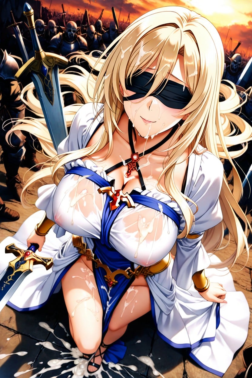 See Through Clothes, Black Blindfold, Excessive Cum Everywhere Hentai AI Porn