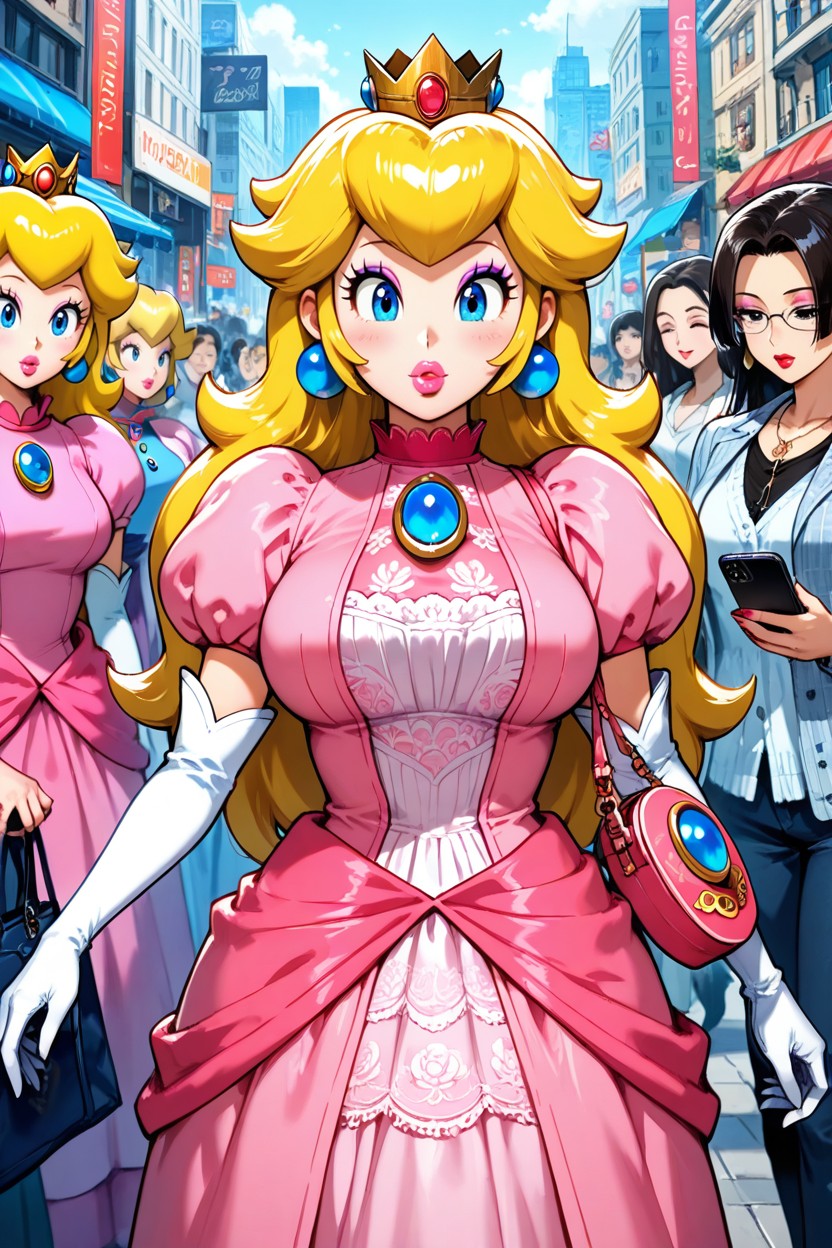Modern City Background, Hourglass Body, Puffy Lips AI Porn