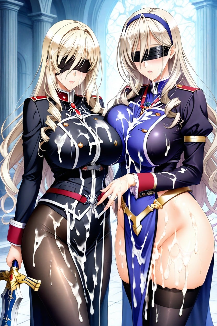 Faithful To The Anime, Cum Covered, Black Blindfold Hentai AI Porn