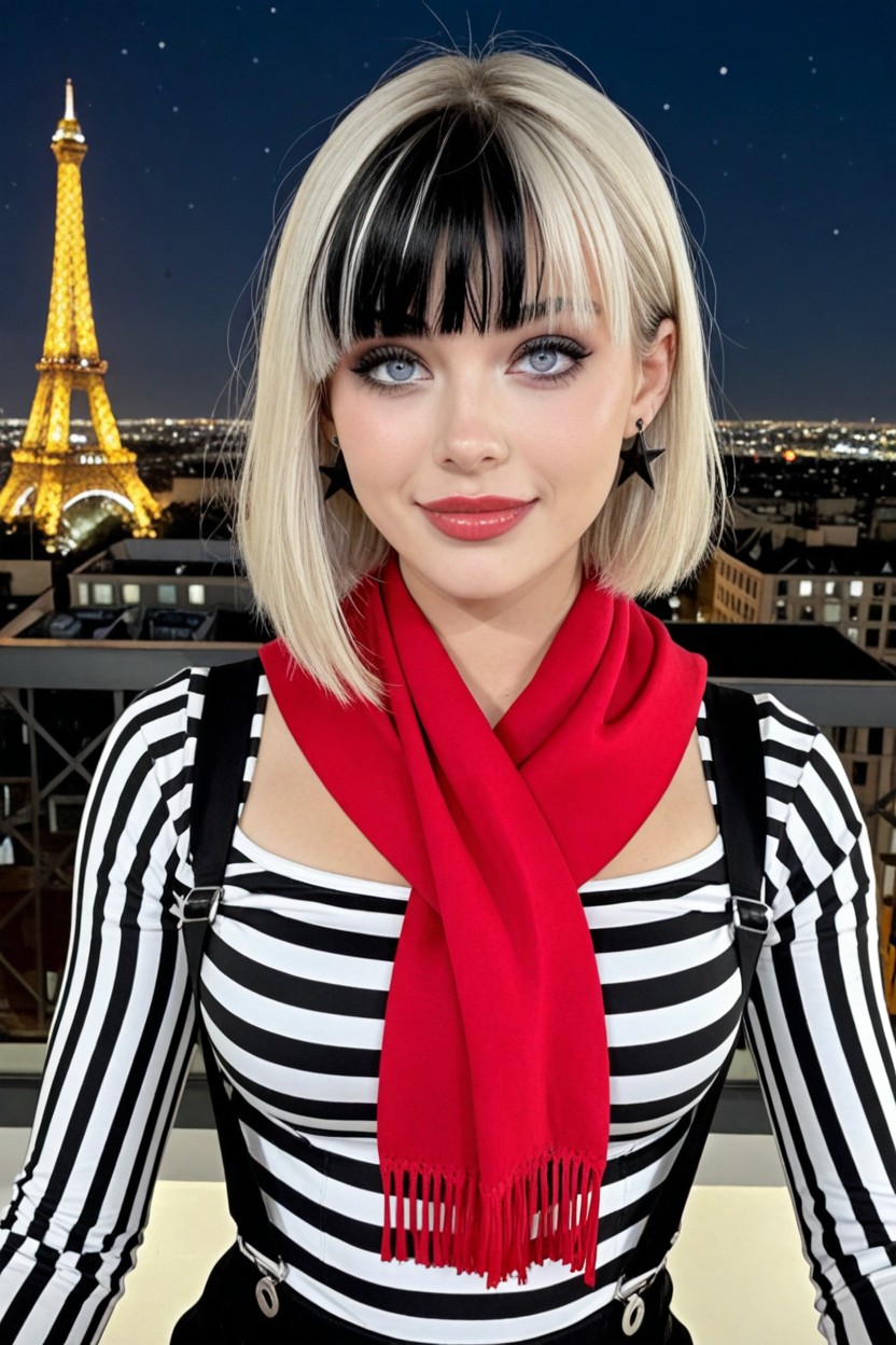 Fringe Bangs, Platinum Blonde, Alone Shemale AI Porn