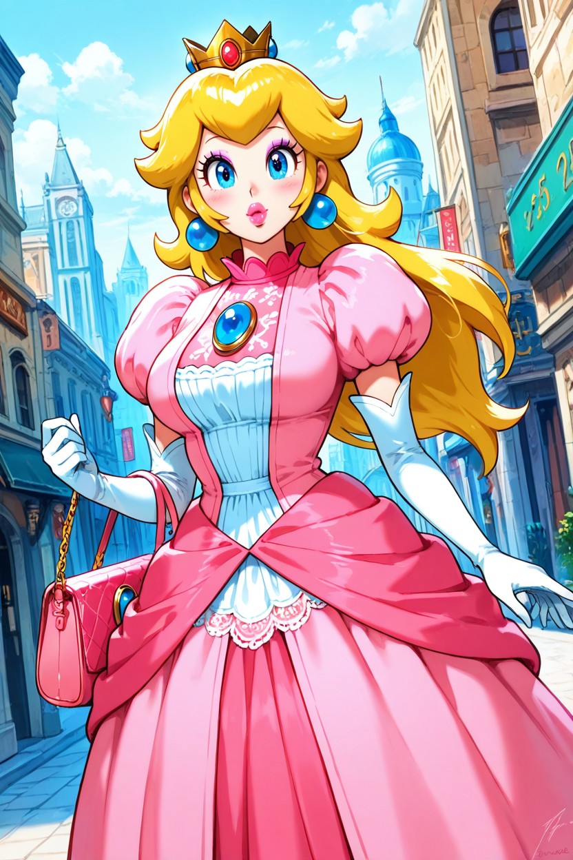 Blonde Hair, Bimbo Face, Princess Peach AI Porn