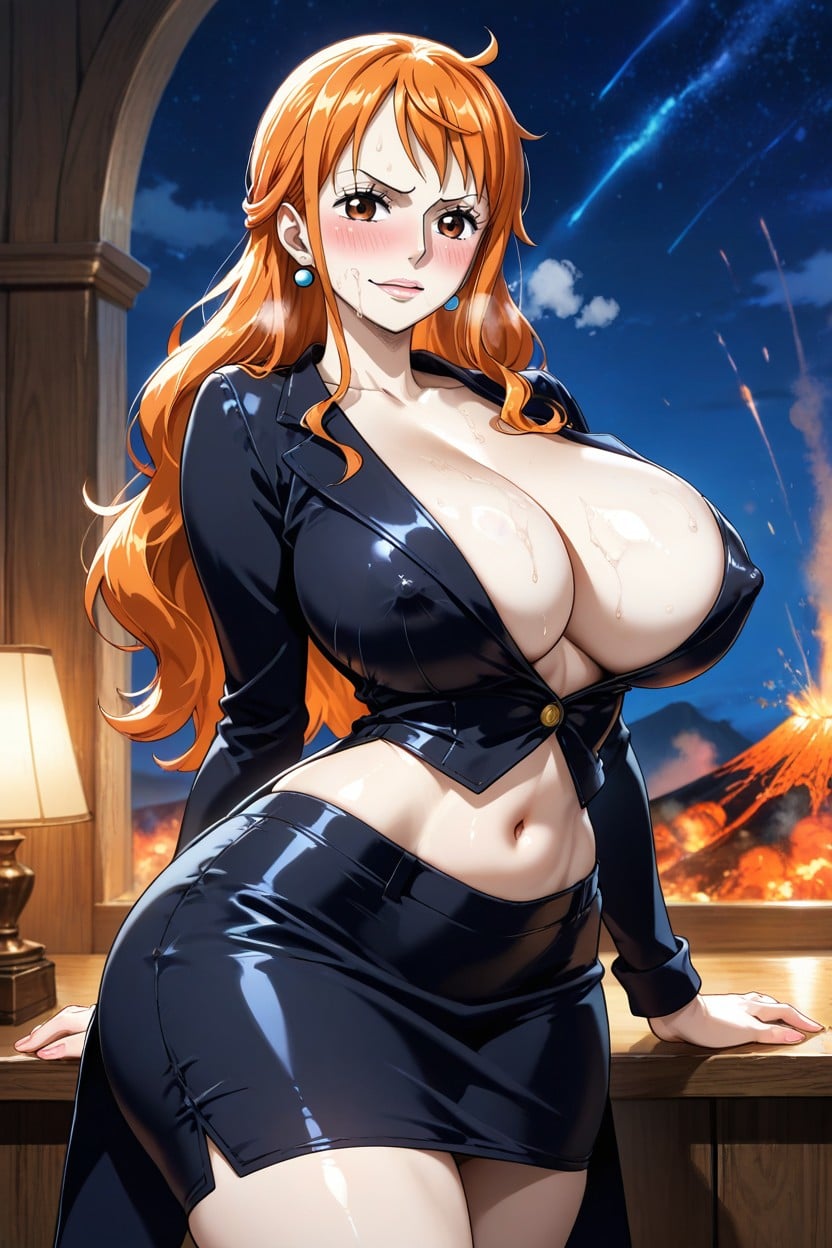 Horny Face, Perfect Waist, Large Breast Hentai AI Porn