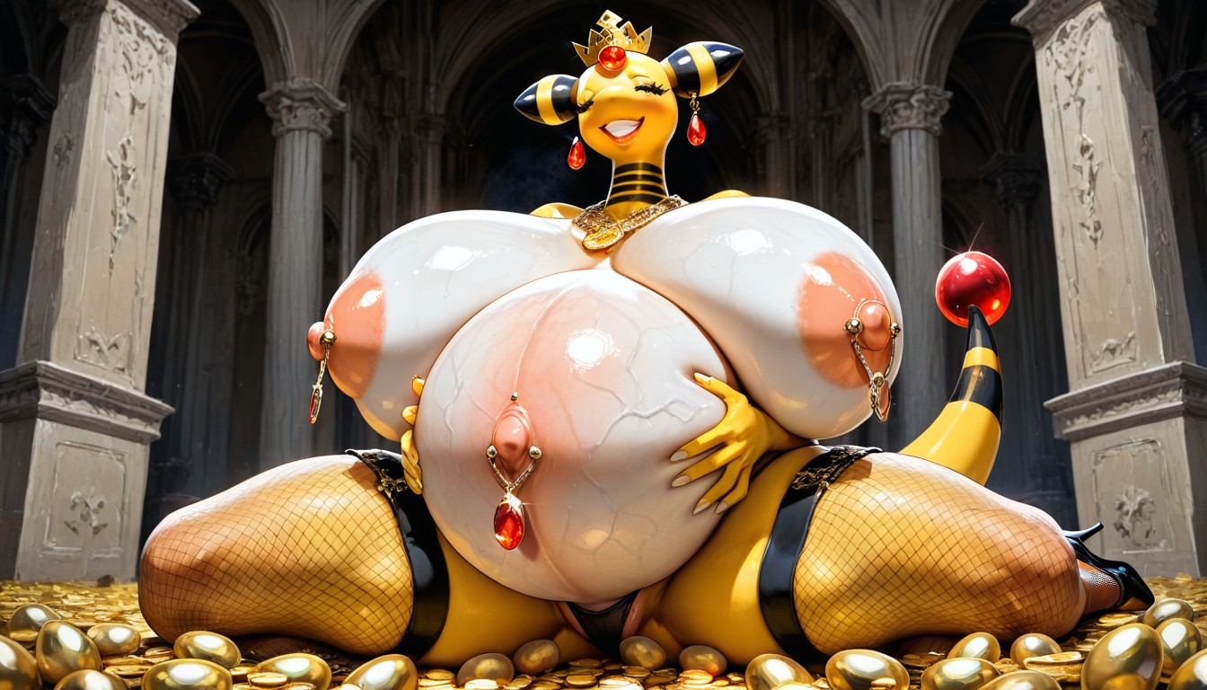 Treasury In The Palace, Navel Piercing, Long Eyelashes Hentai AI Porn