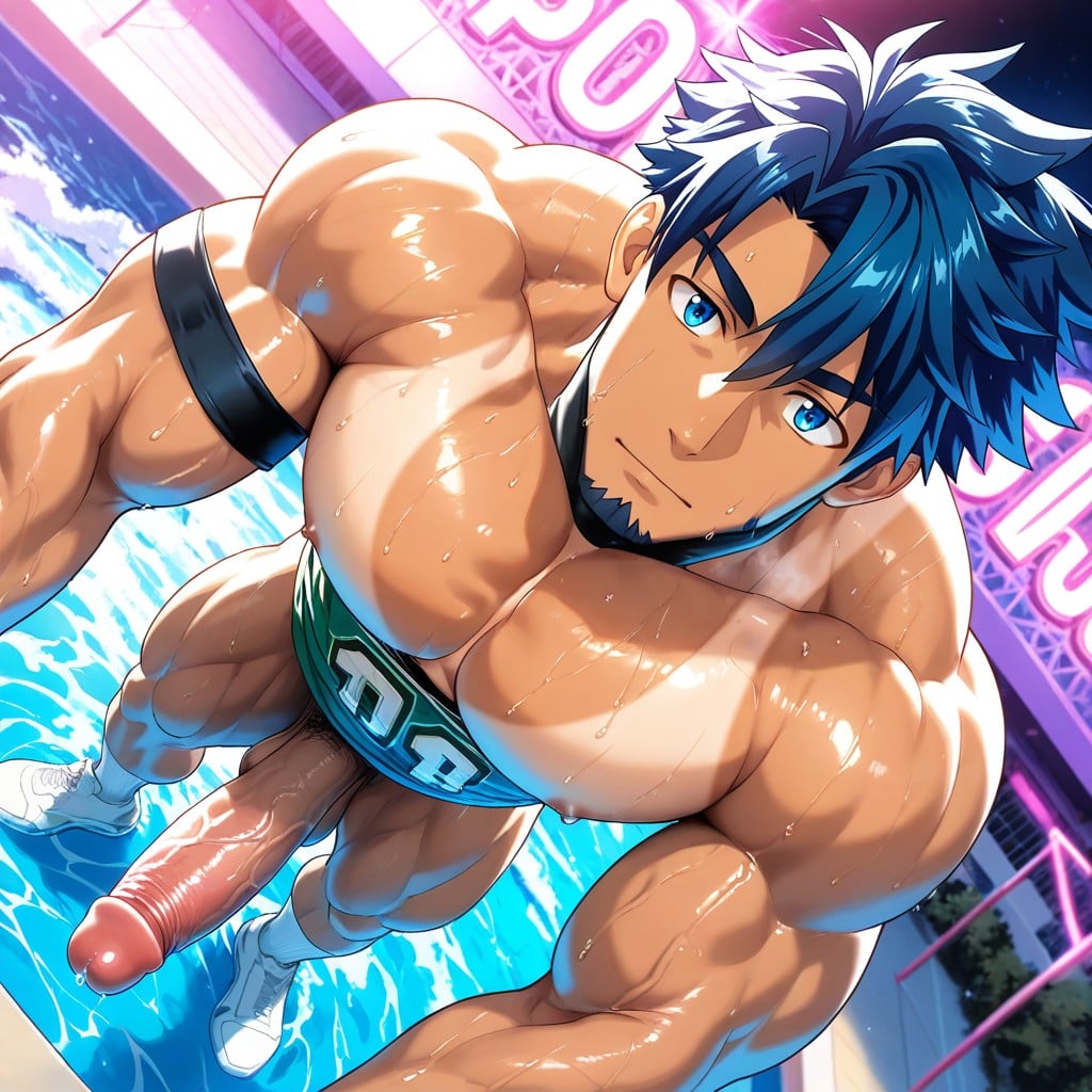 Perfect Blue Eyes, No Helmet, Vue De Face Porno IA Gay