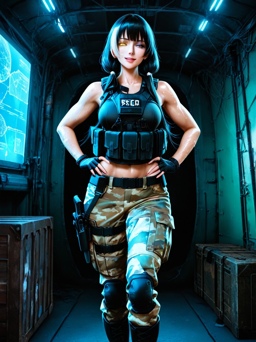Hands On Hips, Realistic Art Style, Sweaty Skin Hentai AI Porn
