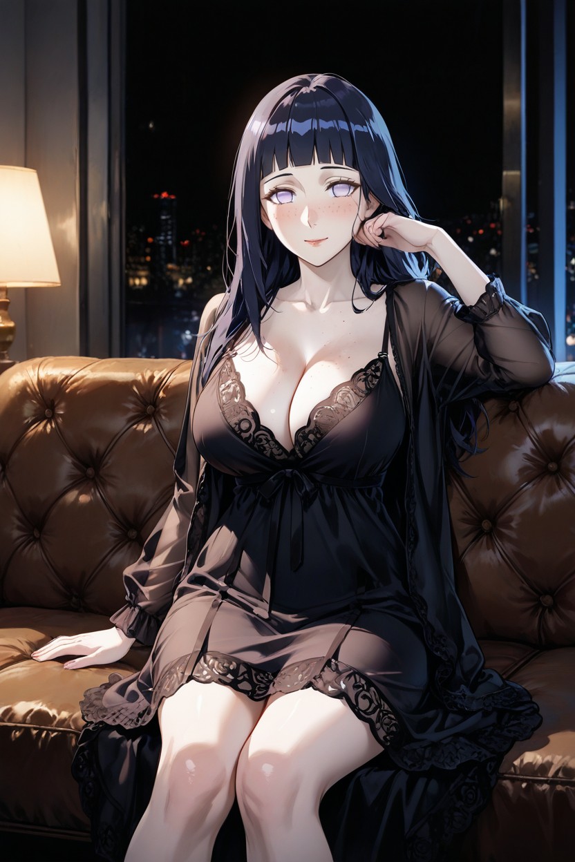 Transparent Red Nightgown, Lovely Scene, Nighttime Hentai AI Porn