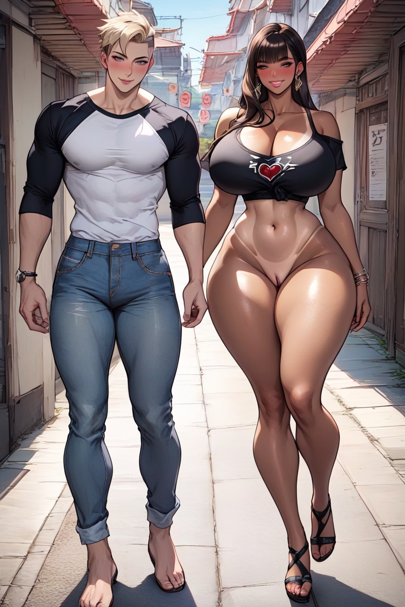 Tan Line, Huge Boobs, Bigger Female AI Porn