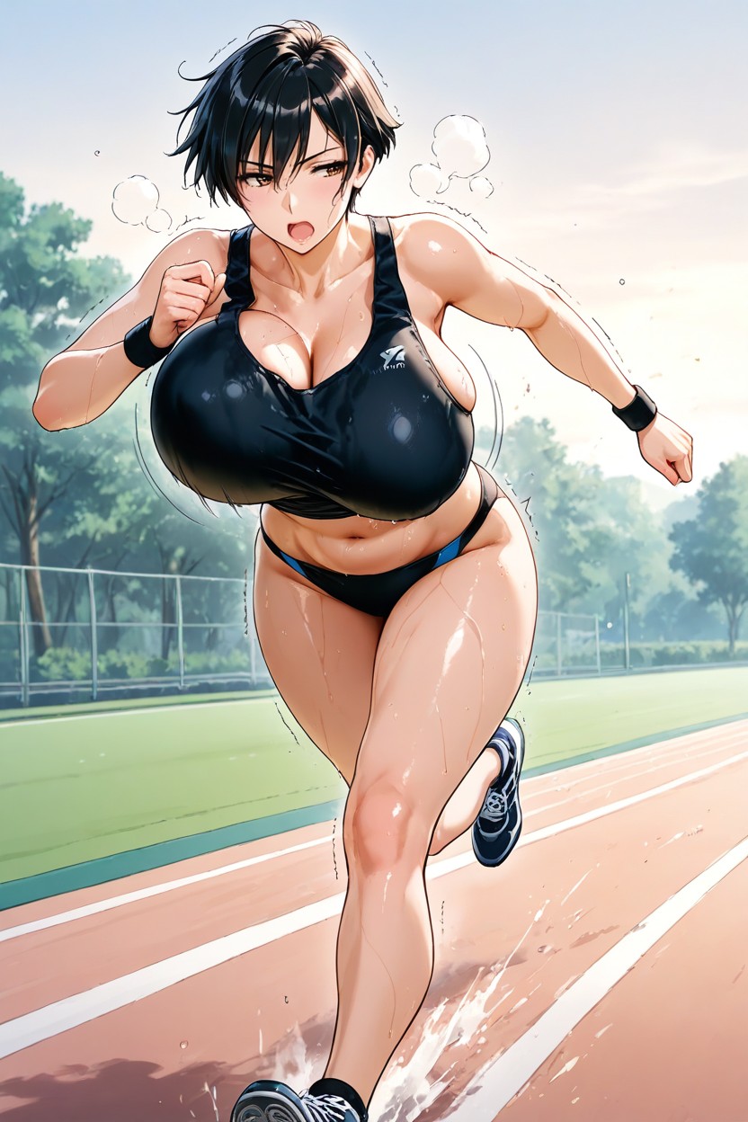 Gym Black Panties, Outdoor, Tomboy Hentai AI Porn