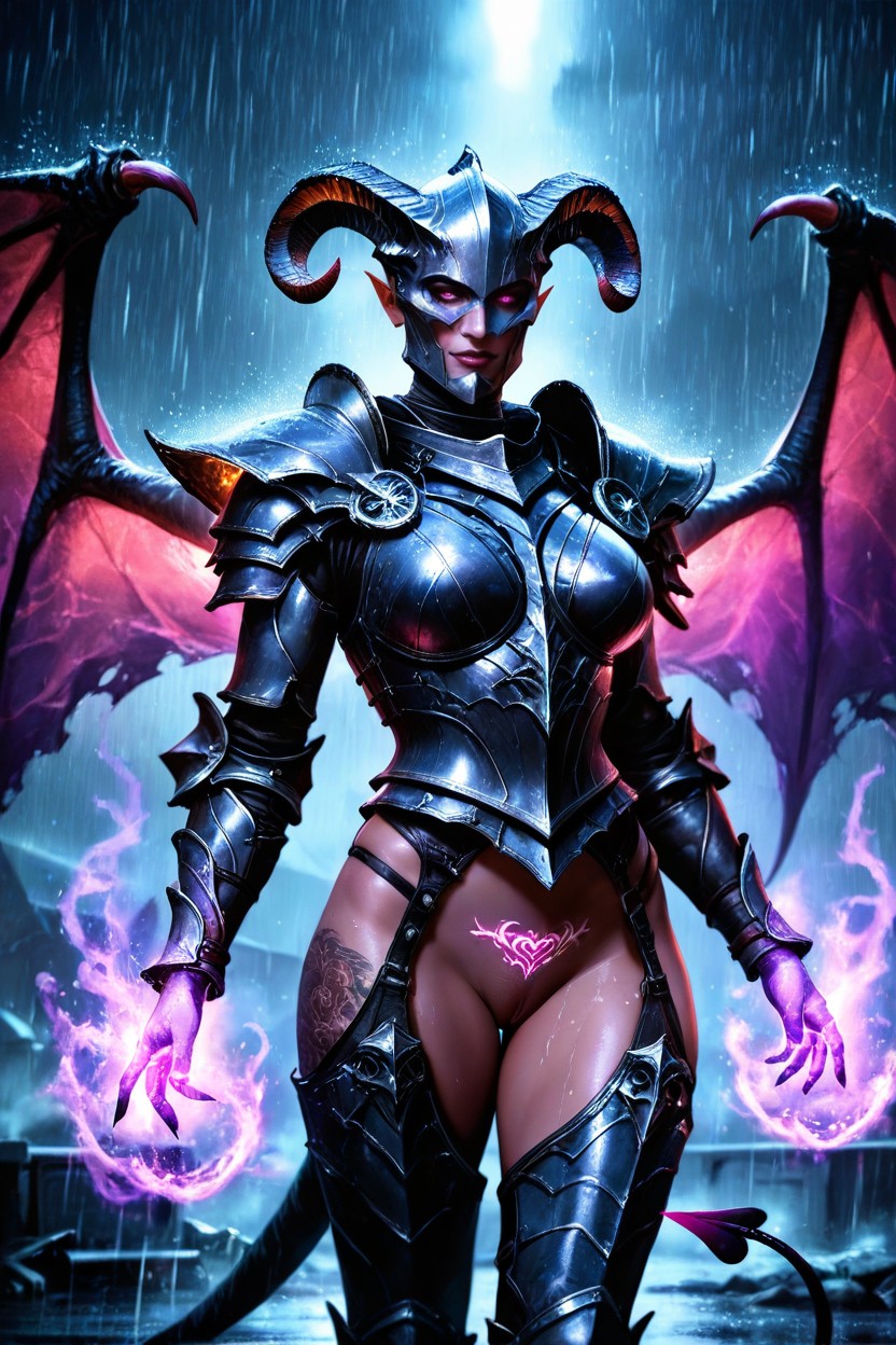 Night, Purple Skin, Purple Energy Around Her Body AI Porn