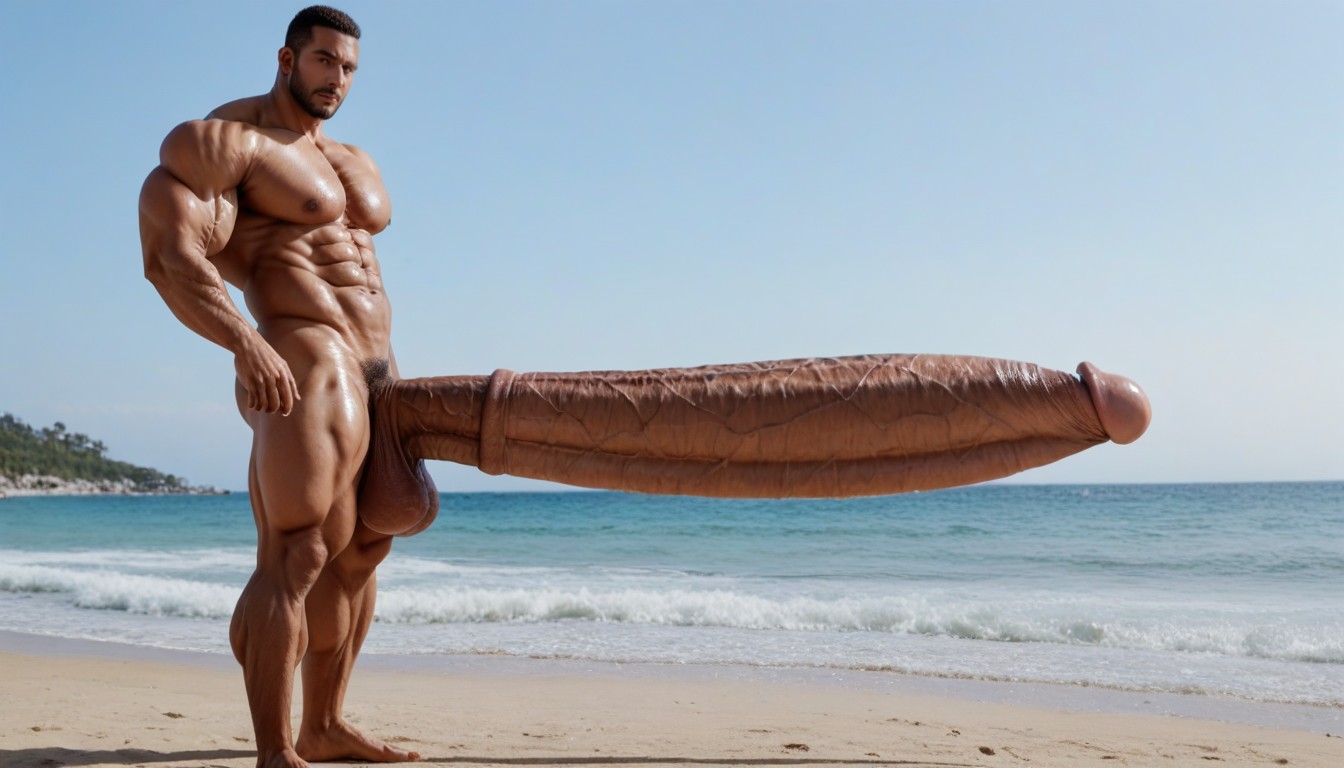 Absurdly Oversized Hyper Penis, African American Male, Hyper Muscular AI Porn