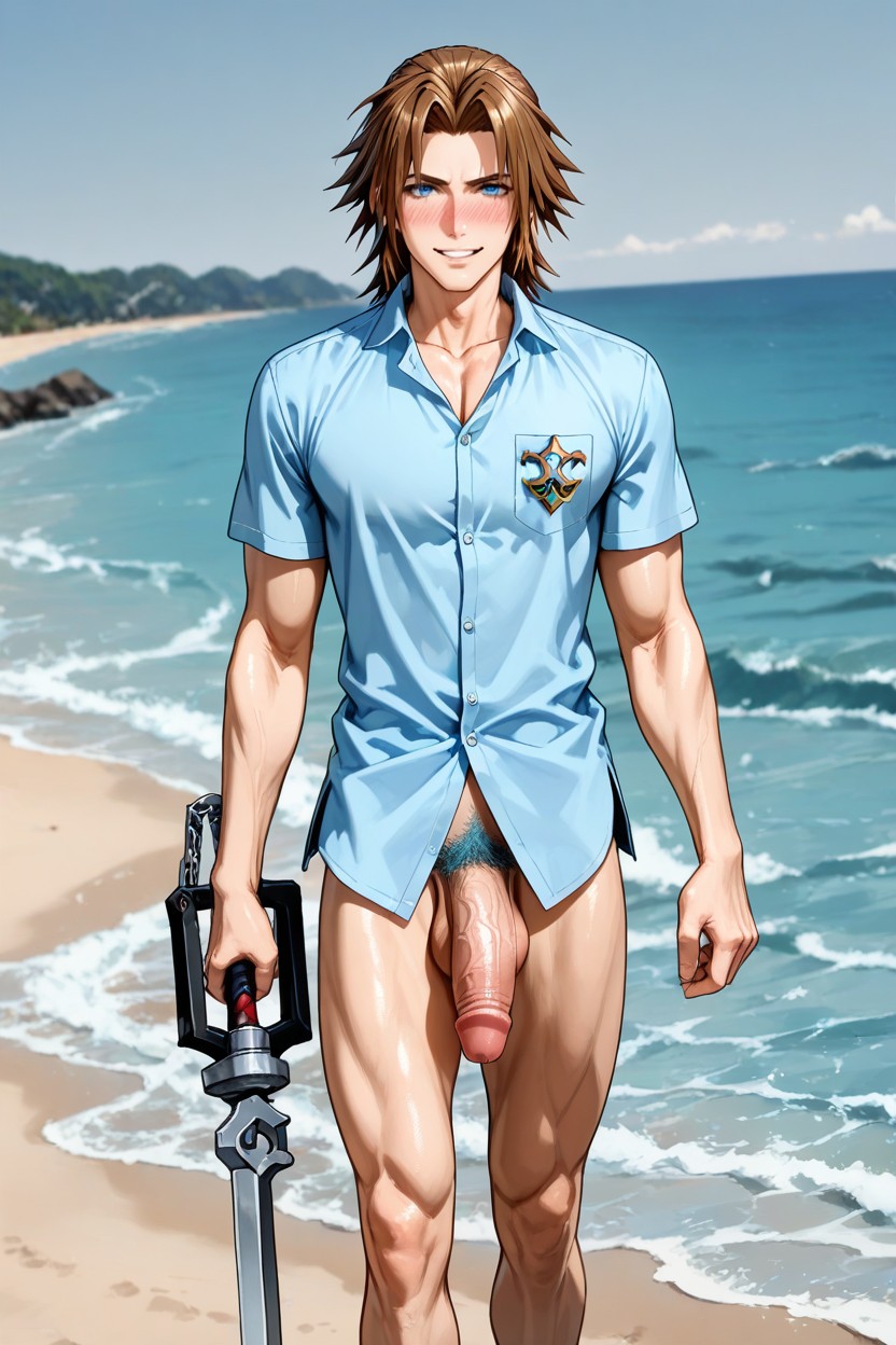 Standing, ビーチ, No Pants ゲイAIポルノ