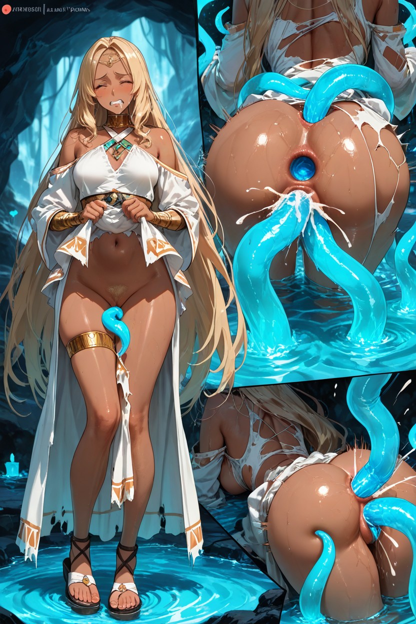 Insanely Long Legs, Faithful White Tribal Outfit, Arched Hentai AI Porn