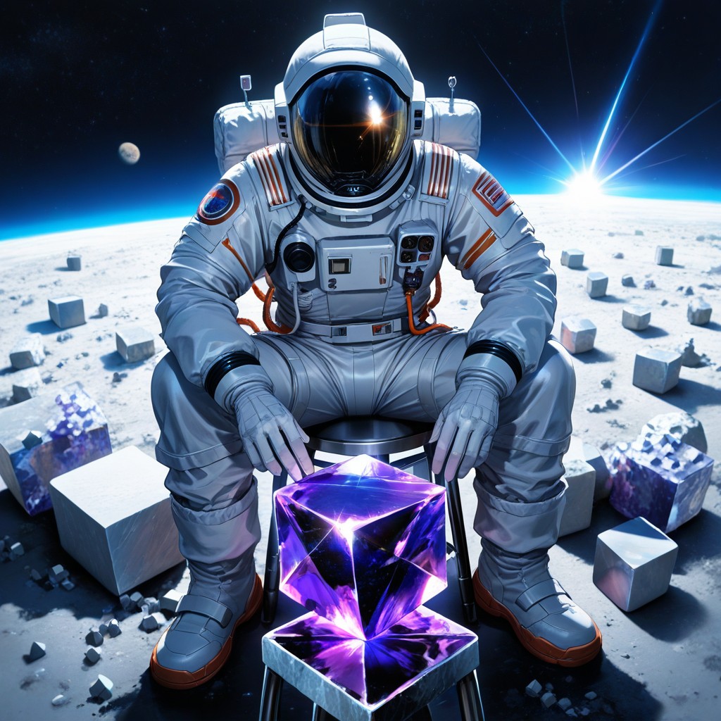 And Glowing Purple Placed On A Sleek Metallic Table The Background Features A Massive, Even, Even AI 포르노