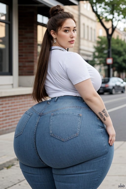 Giant Hyper Badonkadonk Ass Booty, Long Voluminous Hair Past Waist, 18+ AI Porn