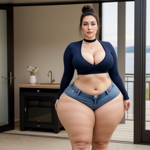 Massive Breast, Thick Pear Shaped Wide Hipped, Extremely Disproportionate Wide Massive Hips AI Porn
