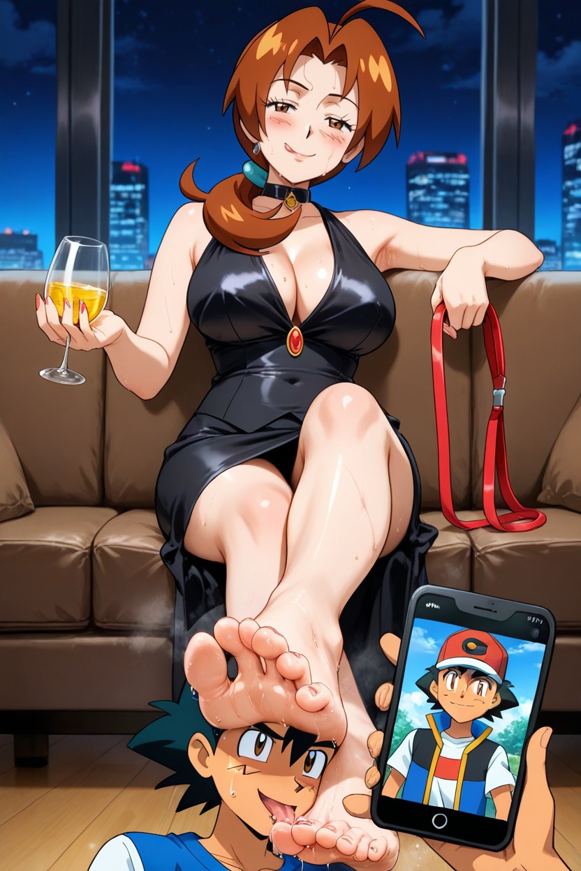 Sweaty, Bright Colors, Chic Living Room Hentai AI Porn