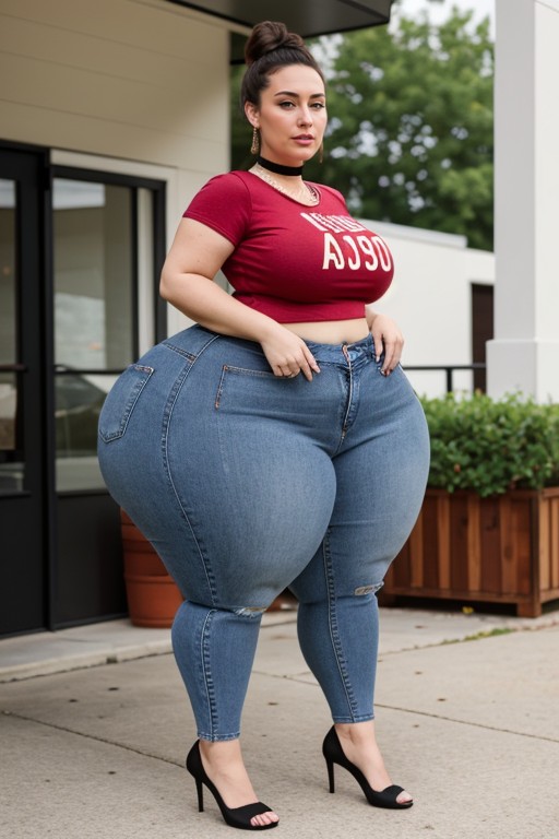 Hyper Pear-shaped Body, 30+, Choker AI Porn