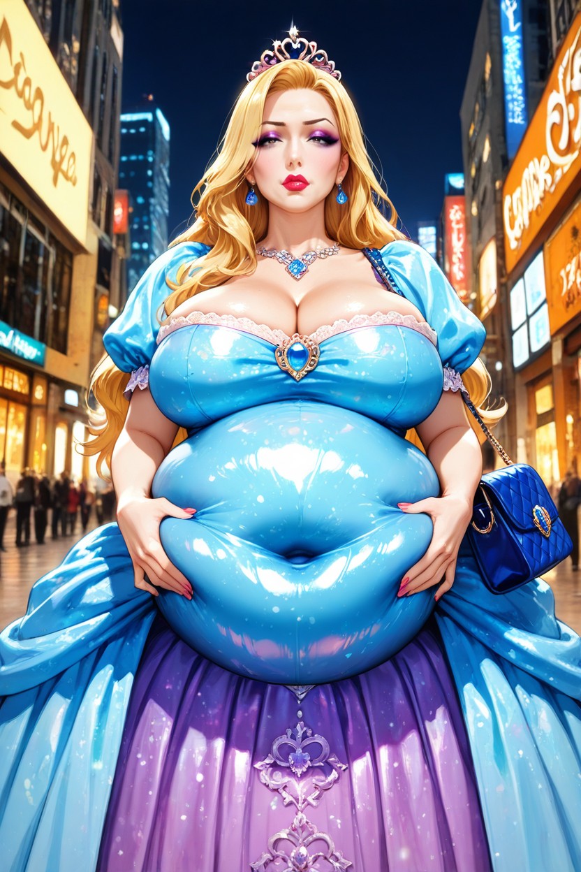 Bimbo Face, Blue Handbag, 25+ AI Porn