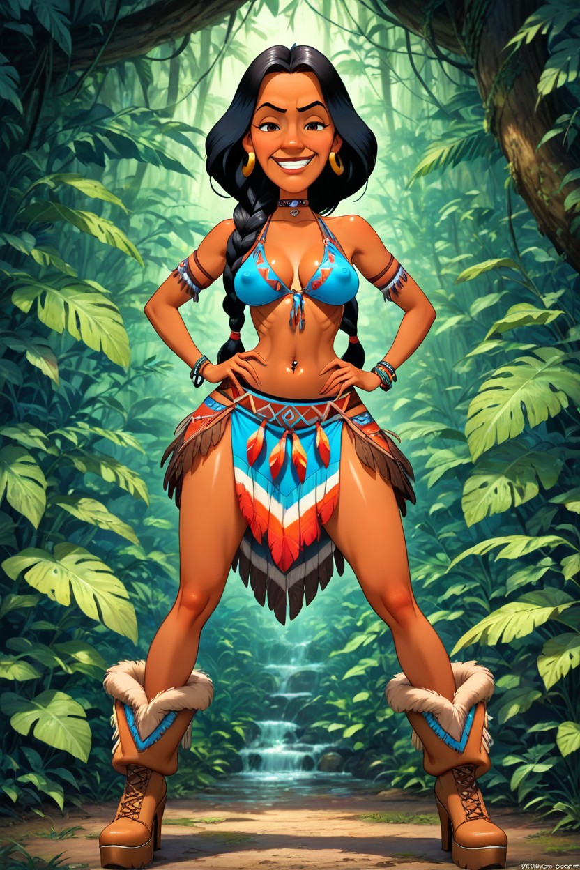 Cleavage, Smug Expression, Jungle Hentai AI Porn