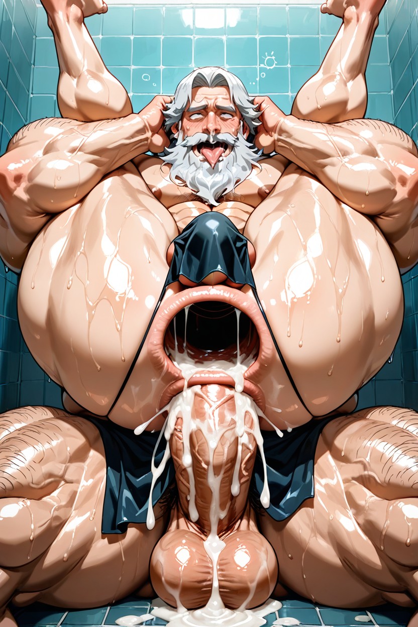 Ahegao, Oiled Skin, S'asseoir Porno IA Gay