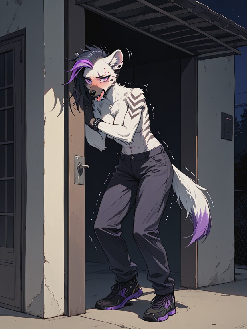 Trembling, Solo, Hyena Furry AI Porn