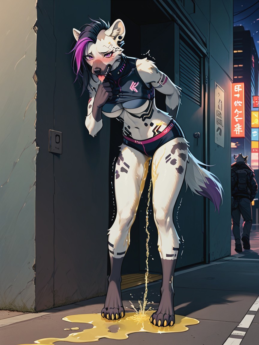 Paws, Anatomically Correct Hyena, Solo Furry AI Porn