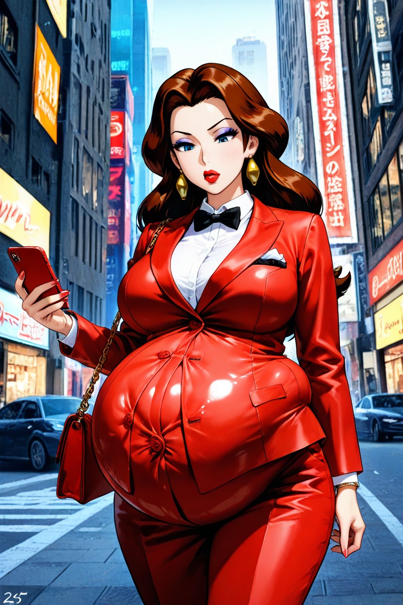 Expensive Pauline Suit, Eyeshadow, Same Size Vore Body AI Porn