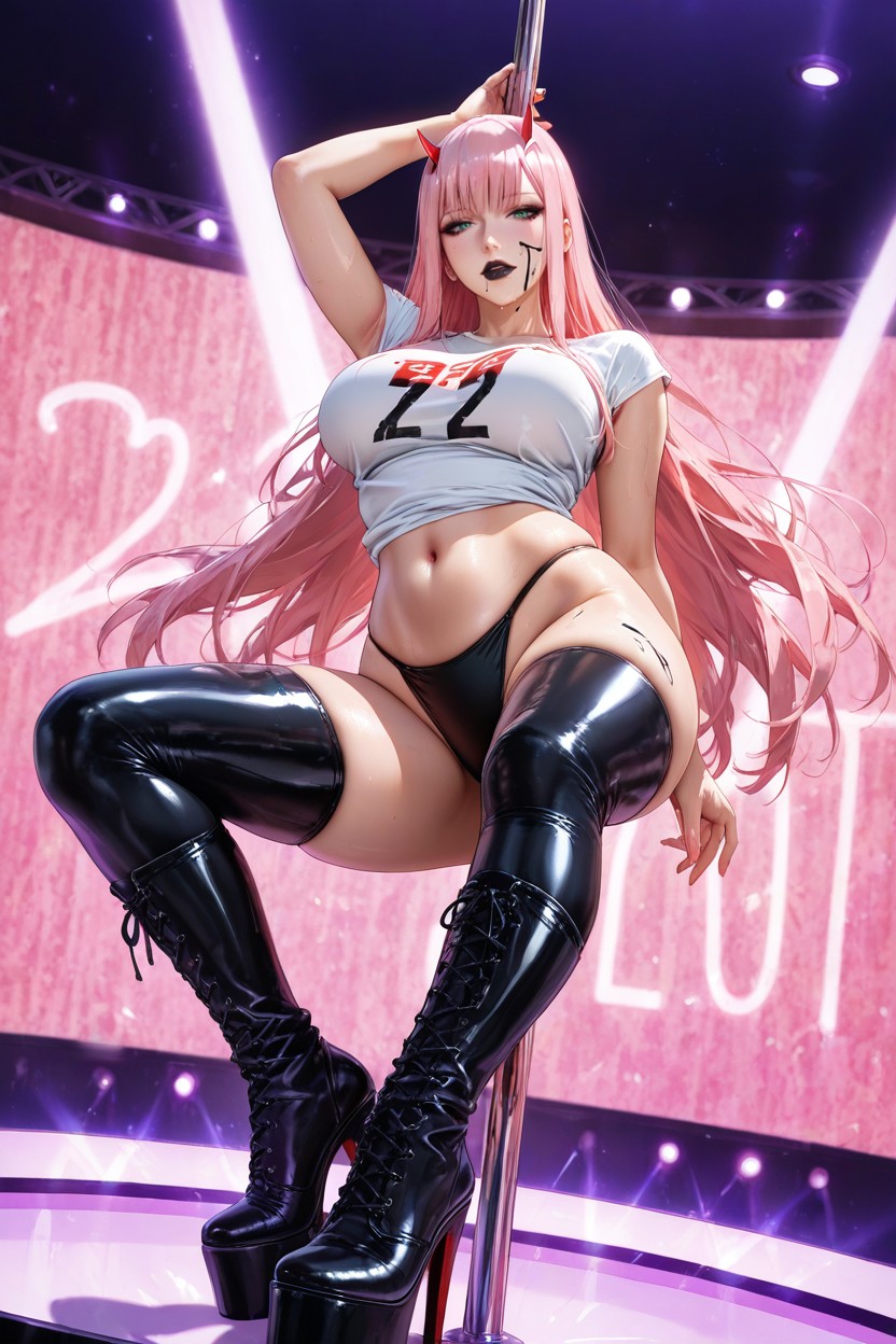 Black Opera Very Long Gloves, Stripper Pole, Black Tight Panties Hentai AI Porn