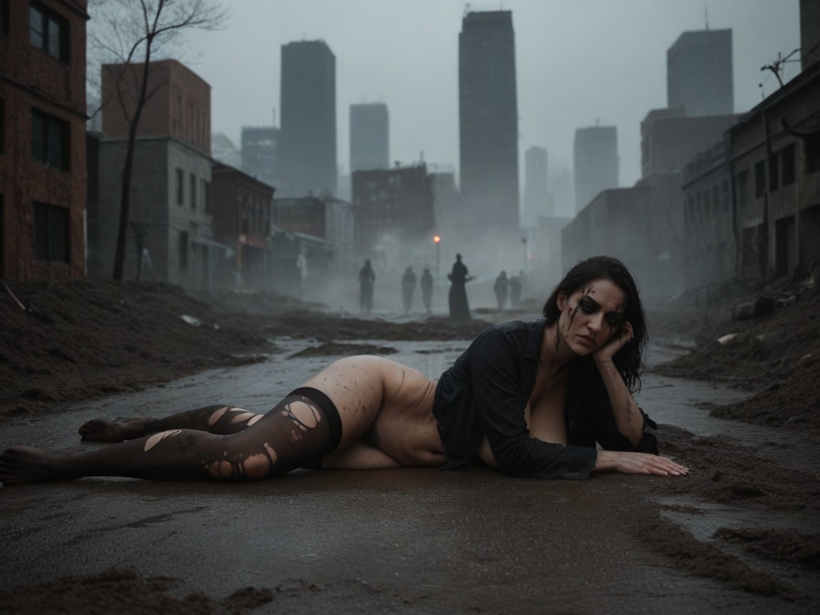 Thighs Exposed, The Woman Is Wearing Very Torn And Clothes, Volumetric AI Porn