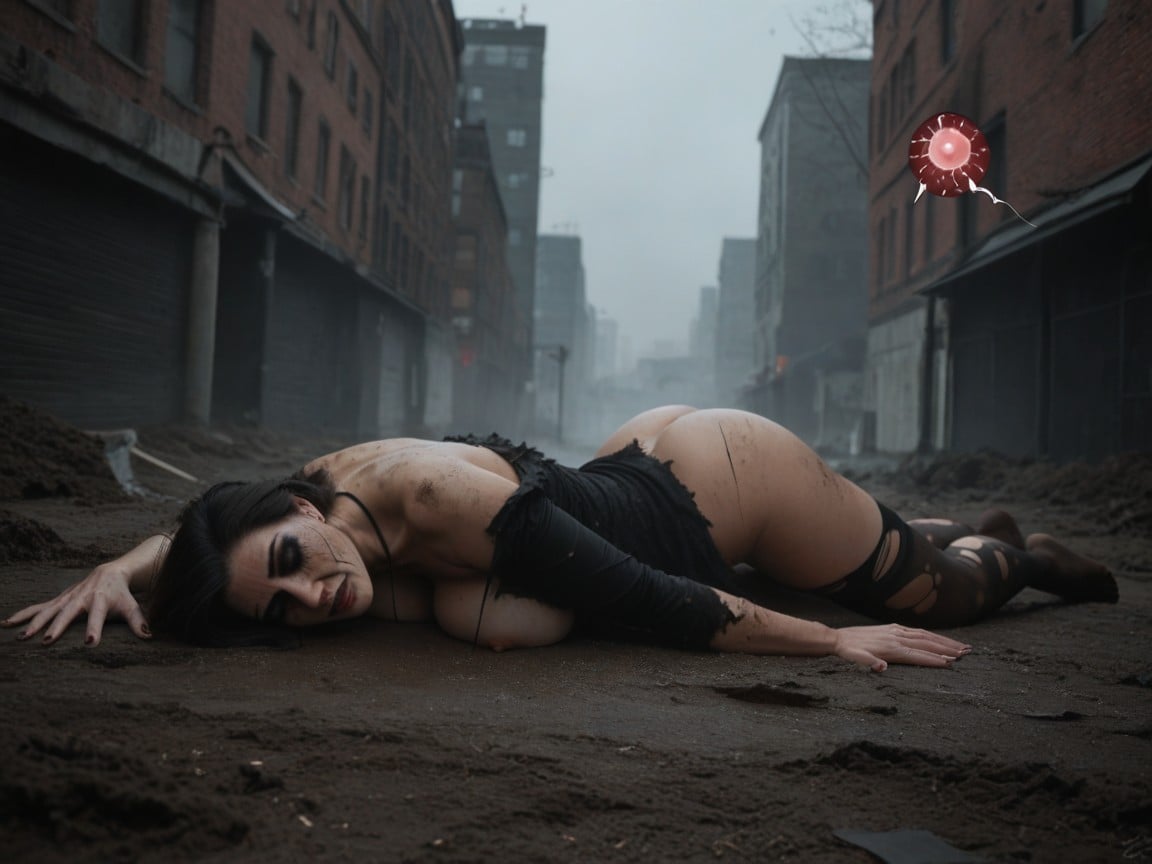 Naked, Bottle On The Ground The Woman Is Being Filmed By Someone On A Mobile Phone The Woman Is After Being, Kneeling AI Porn