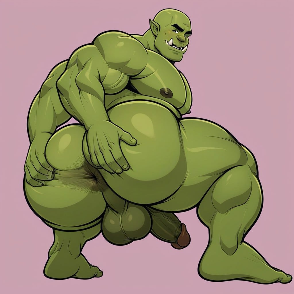 Culo Masivo, Anus Pequeno, Plain Background Porno gay IA