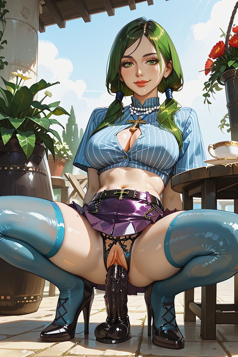 Cleavage, Pale Skin, Dildo Ride Hentai AI Porn