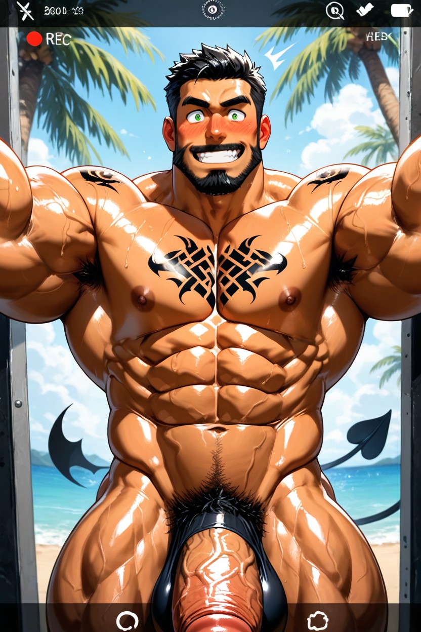 Fully Naked, Muscular, Growing Cock Porno IA Gay